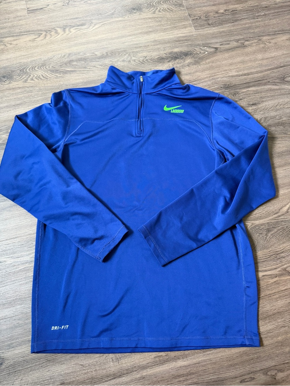 Nike Lacrosse DriFit Mens Medium Blue Polyester 1/4 Zip Mock Neck Sweatshirt
